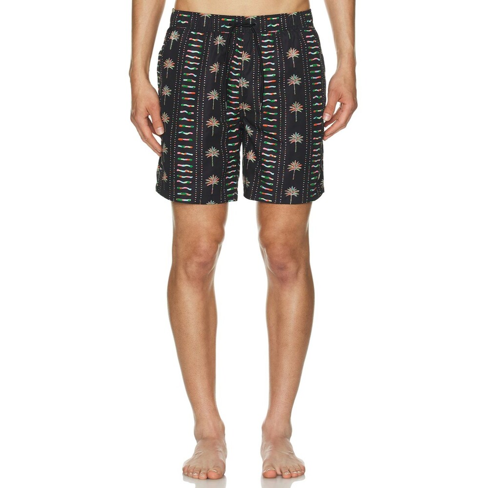 Scotch & Soda Amsterdam Men's All Over Palm Print 6" swim shorts Black Small